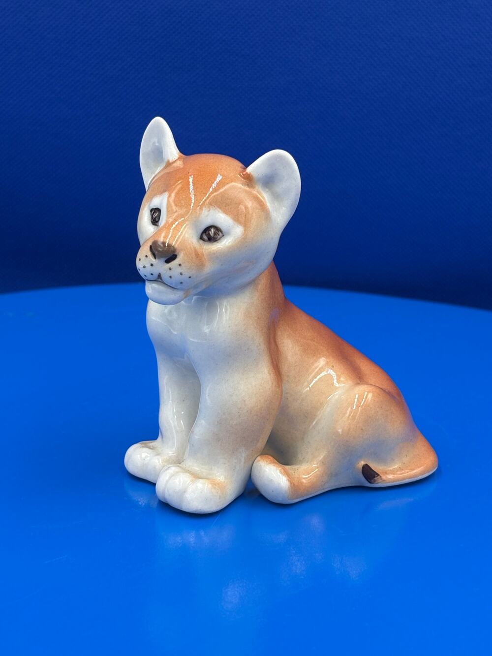 Vintage Porcelain Lion Cub Figurine Imperial Lomonosov Factory USSR
